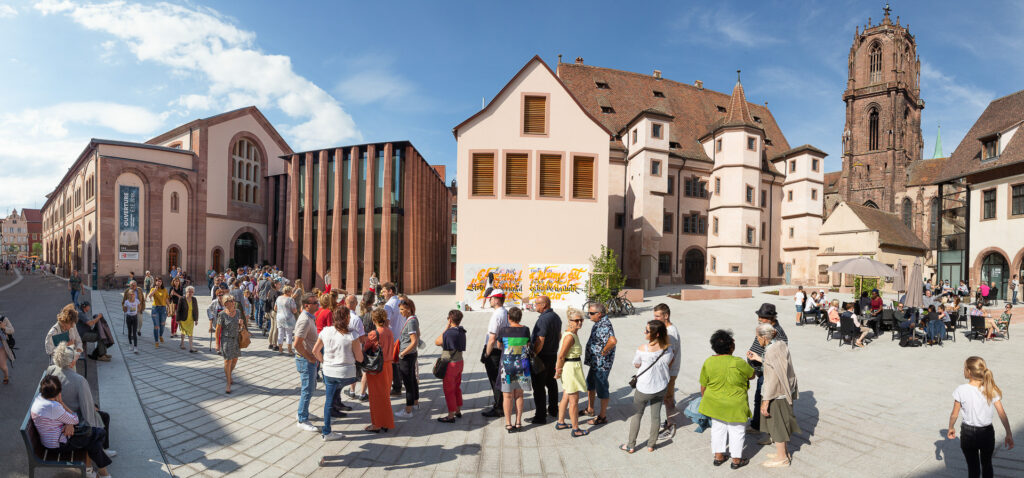 Première exposition temporaire de la Bibliothèque Humaniste rénovée. Trois axes de la résidence, juin 2018.