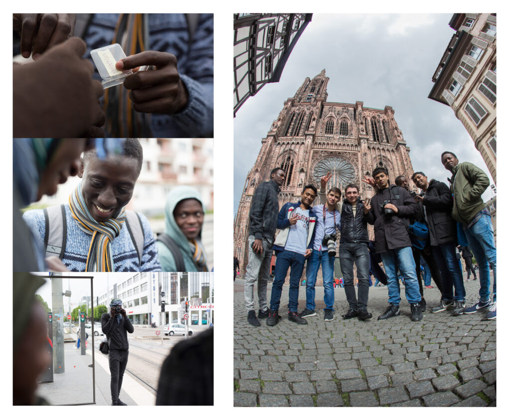 Ateliers photo avec des mineurs non accompagnés du foyer Oberholz à Strasbourg. Exposition au Centre Européen de la Jeunesse, 2018.