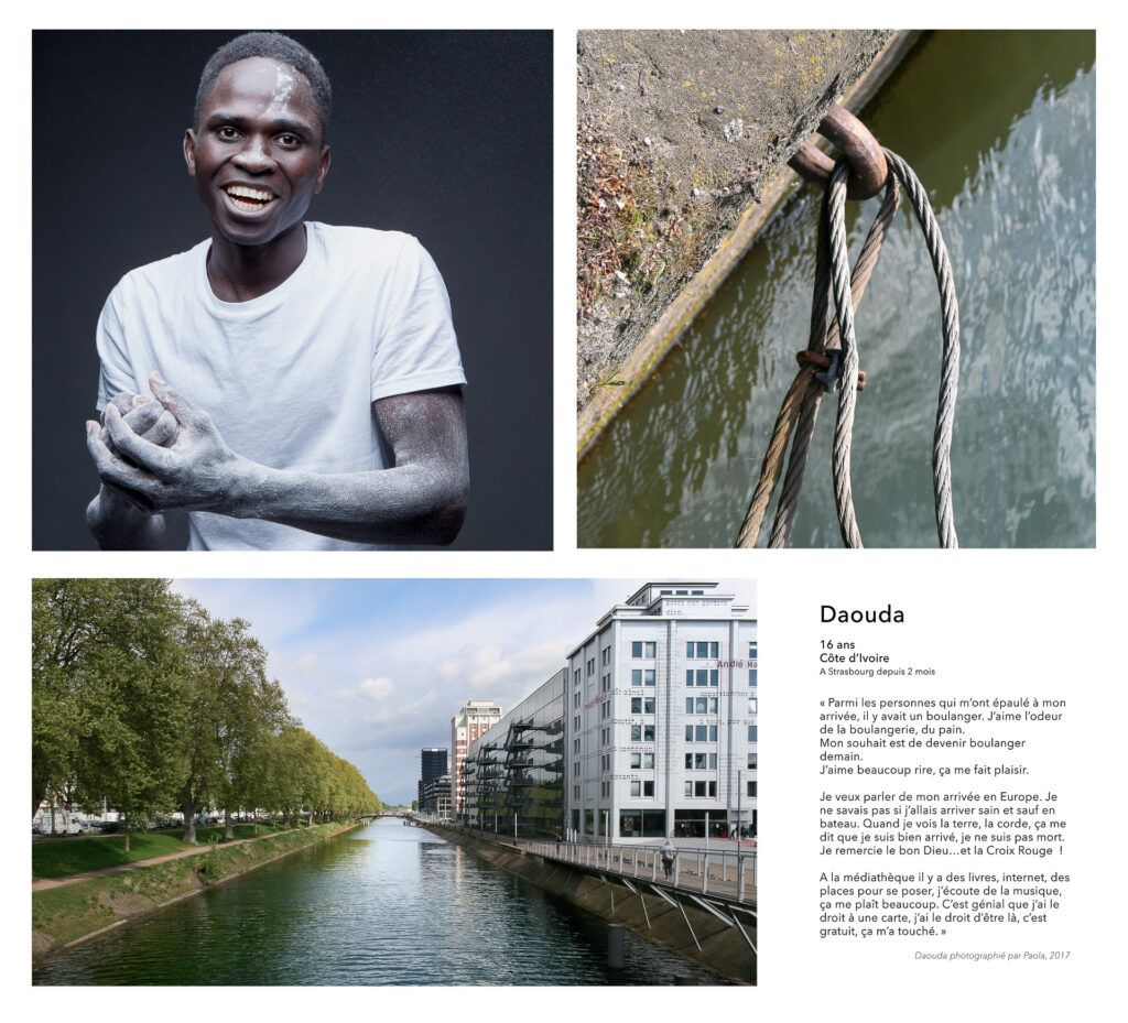 Ateliers photo avec des mineurs non accompagnés du foyer Oberholz à Strasbourg. Exposition au Centre Européen de la Jeunesse, 2018.